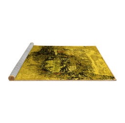 Sideview of Machine Washable Oriental Yellow Industrial Rug, wshurb2469yw
