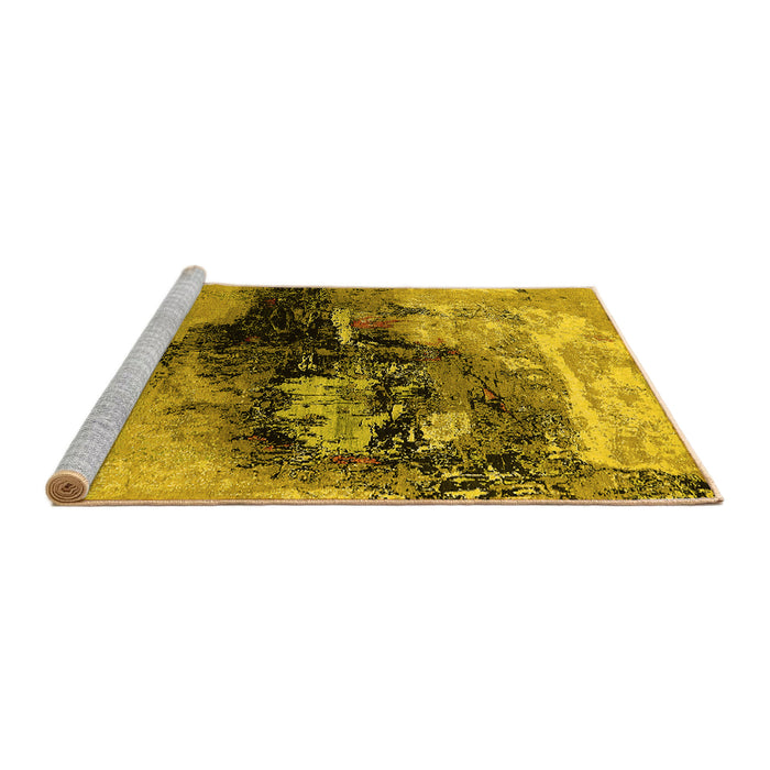 Sideview of Machine Washable Oriental Yellow Industrial Rug, wshurb2469yw