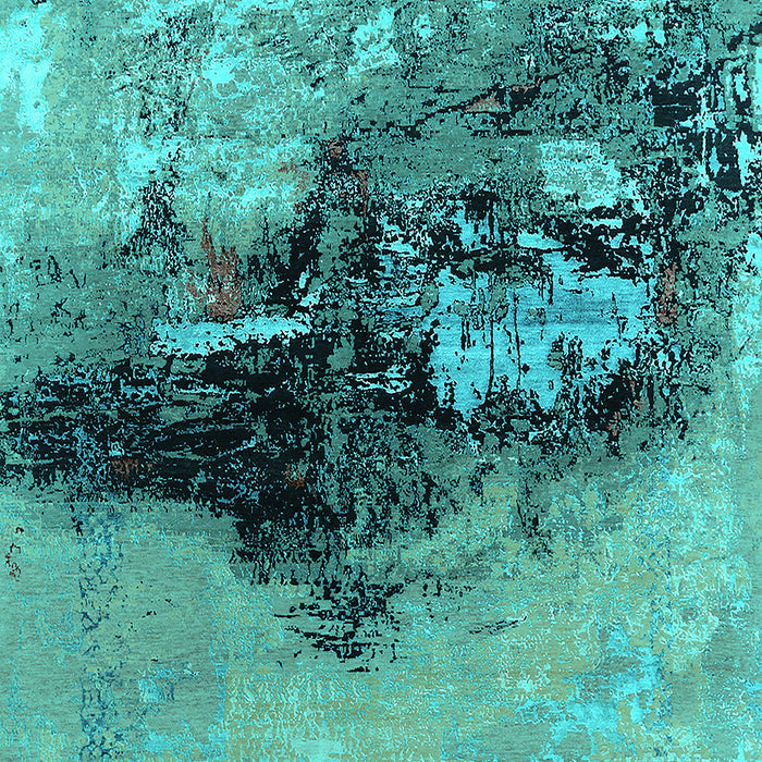 Machine Washable Oriental Turquoise Industrial Area Rugs, wshurb2469turq