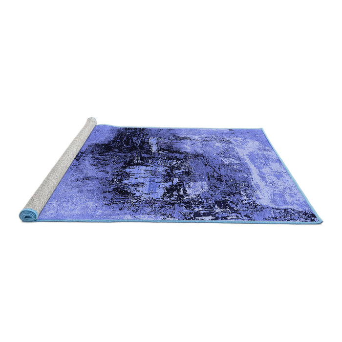 Sideview of Machine Washable Oriental Blue Industrial Rug, wshurb2469blu