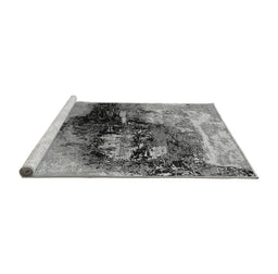 Sideview of Machine Washable Oriental Gray Industrial Rug, wshurb2469gry