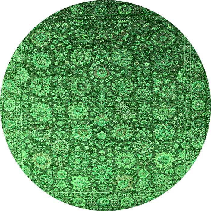 Round Oriental Green Industrial Rug, urb2470grn