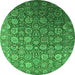 Round Oriental Green Industrial Rug, urb2470grn