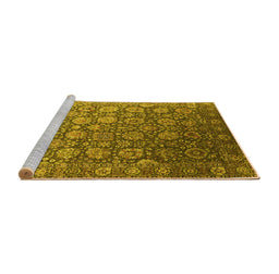 Sideview of Machine Washable Oriental Yellow Industrial Rug, wshurb2470yw