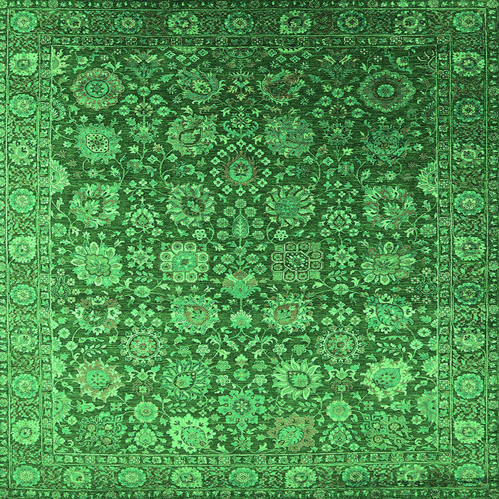 Square Machine Washable Oriental Green Industrial Area Rugs, wshurb2470grn