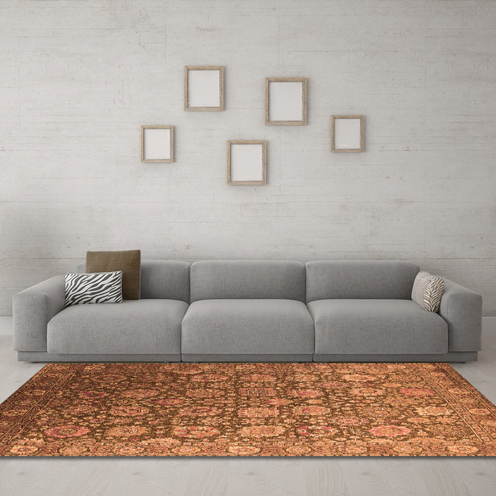 Machine Washable Oriental Orange Industrial Area Rugs in a Living Room, wshurb2470org