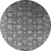 Round Machine Washable Oriental Gray Industrial Rug, wshurb2470gry