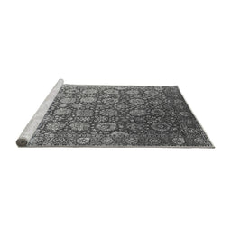 Sideview of Machine Washable Oriental Gray Industrial Rug, wshurb2470gry
