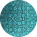 Round Oriental Turquoise Industrial Rug, urb2470turq