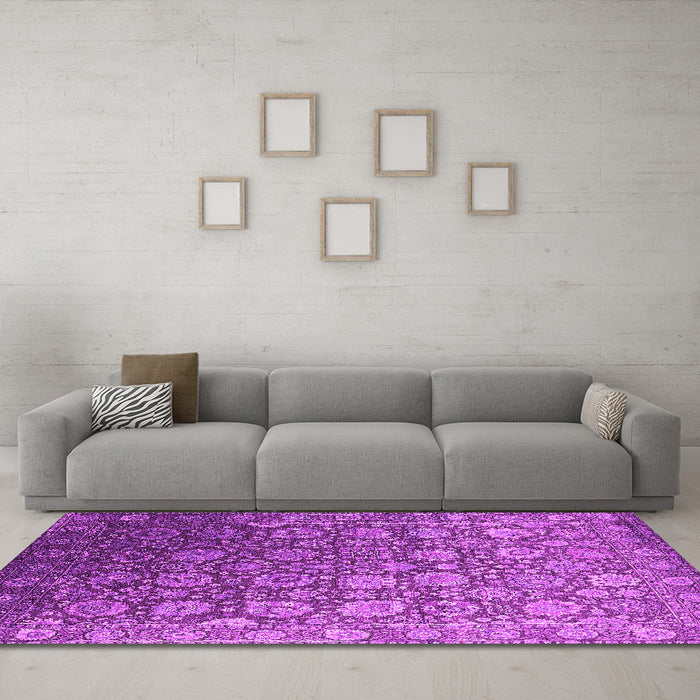 Machine Washable Oriental Pink Industrial Rug in a Living Room, wshurb2470pnk