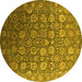 Round Oriental Yellow Industrial Rug, urb2470yw