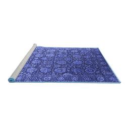 Sideview of Machine Washable Oriental Blue Industrial Rug, wshurb2470blu