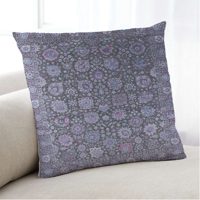 Lifestyle Image of Mid-Century Modern Urban Square Plum Purple Throw Pillow, 18 inch by 18 inch, pwurb2470