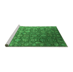 Sideview of Machine Washable Oriental Green Industrial Area Rugs, wshurb2470grn