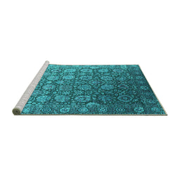 Sideview of Machine Washable Oriental Turquoise Industrial Area Rugs, wshurb2470turq