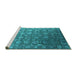 Sideview of Machine Washable Oriental Turquoise Industrial Area Rugs, wshurb2470turq