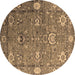 Round Oriental Brown Industrial Rug, urb2471brn