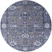 Round Machine Washable Industrial Modern Purple Navy Blue Rug, wshurb2471