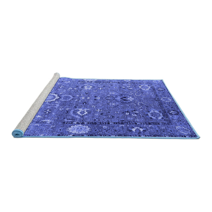 Sideview of Machine Washable Oriental Blue Industrial Rug, wshurb2471blu
