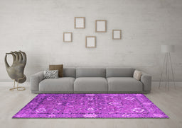 Machine Washable Oriental Pink Industrial Rug in a Living Room, wshurb2471pnk