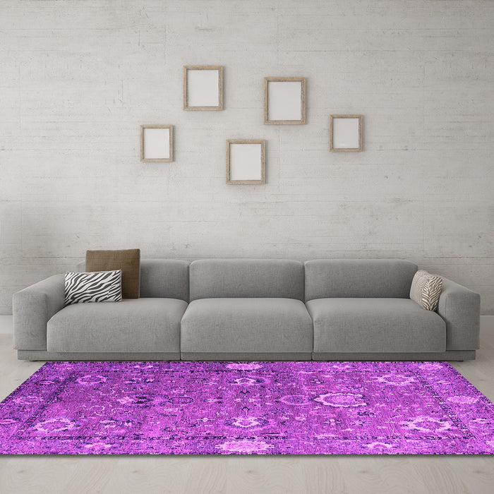 Machine Washable Oriental Pink Industrial Rug in a Living Room, wshurb2471pnk