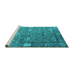 Sideview of Machine Washable Oriental Turquoise Industrial Area Rugs, wshurb2471turq