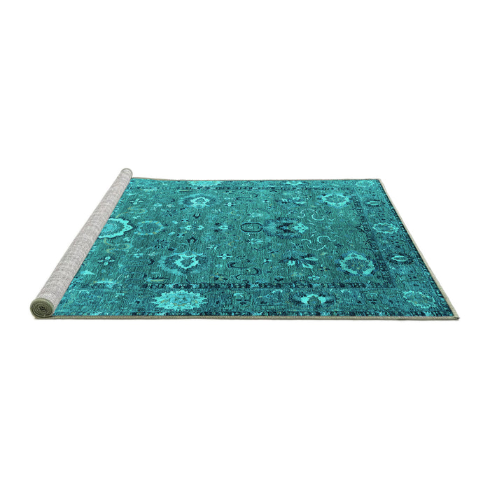 Sideview of Machine Washable Oriental Turquoise Industrial Area Rugs, wshurb2471turq