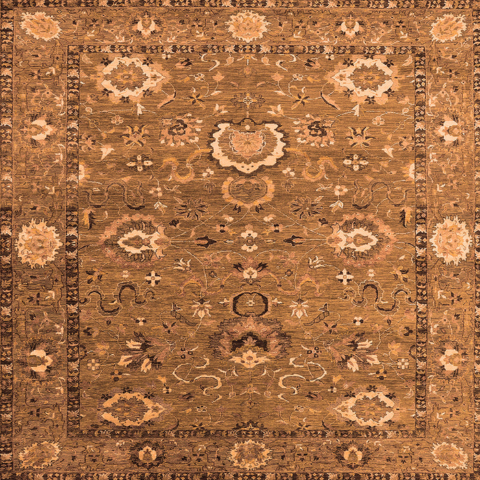 Square Machine Washable Oriental Orange Industrial Area Rugs, wshurb2471org