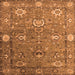 Square Machine Washable Oriental Orange Industrial Area Rugs, wshurb2471org