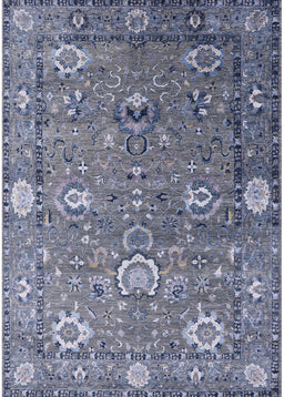 Mid-Century Modern Purple Navy Blue Oriental Rug, urb2471