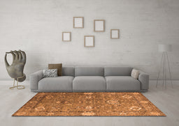 Machine Washable Oriental Orange Industrial Area Rugs in a Living Room, wshurb2471org