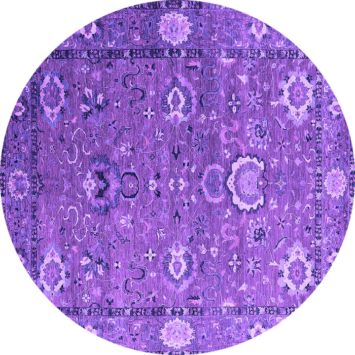 Round Machine Washable Oriental Purple Industrial Area Rugs, wshurb2471pur