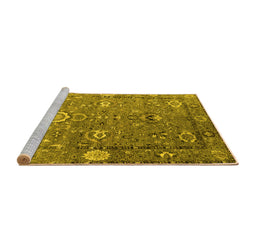 Sideview of Machine Washable Oriental Yellow Industrial Rug, wshurb2471yw
