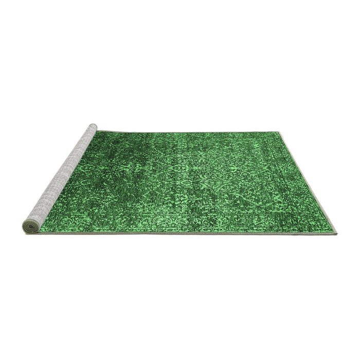 Sideview of Machine Washable Oriental Emerald Green Industrial Area Rugs, wshurb2472emgrn