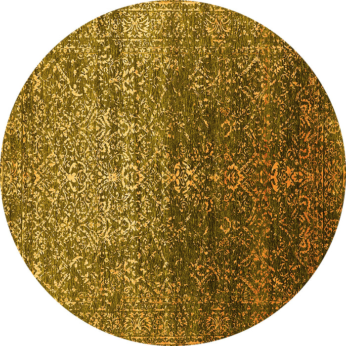 Round Oriental Yellow Industrial Rug, urb2472yw