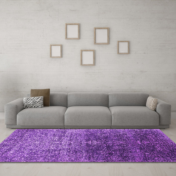 Machine Washable Oriental Purple Industrial Area Rugs in a Living Room, wshurb2472pur