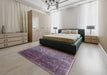 Mid-Century Modern Plum Purple Oriental Rug in a Bedroom, urb2472