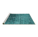 Sideview of Machine Washable Oriental Turquoise Industrial Area Rugs, wshurb2472turq