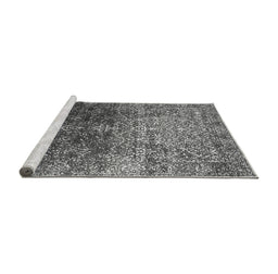 Sideview of Machine Washable Oriental Gray Industrial Rug, wshurb2472gry