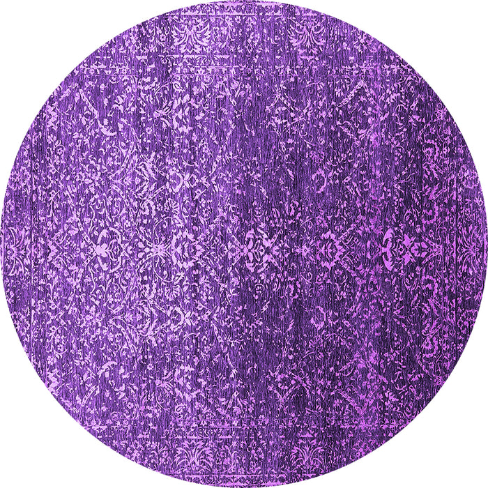 Round Machine Washable Oriental Purple Industrial Area Rugs, wshurb2472pur