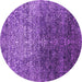 Round Machine Washable Oriental Purple Industrial Area Rugs, wshurb2472pur