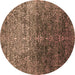 Round Oriental Brown Industrial Rug, urb2472brn