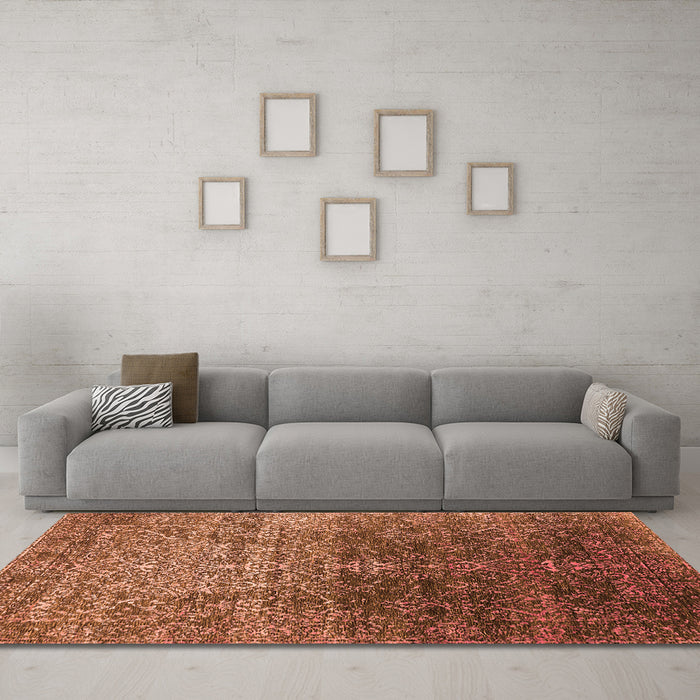 Machine Washable Oriental Orange Industrial Area Rugs in a Living Room, wshurb2472org