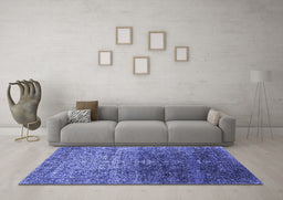 Machine Washable Oriental Blue Industrial Rug in a Living Room, wshurb2472blu
