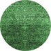 Round Oriental Emerald Green Industrial Rug, urb2472emgrn