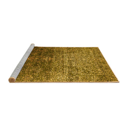Sideview of Machine Washable Oriental Yellow Industrial Rug, wshurb2472yw