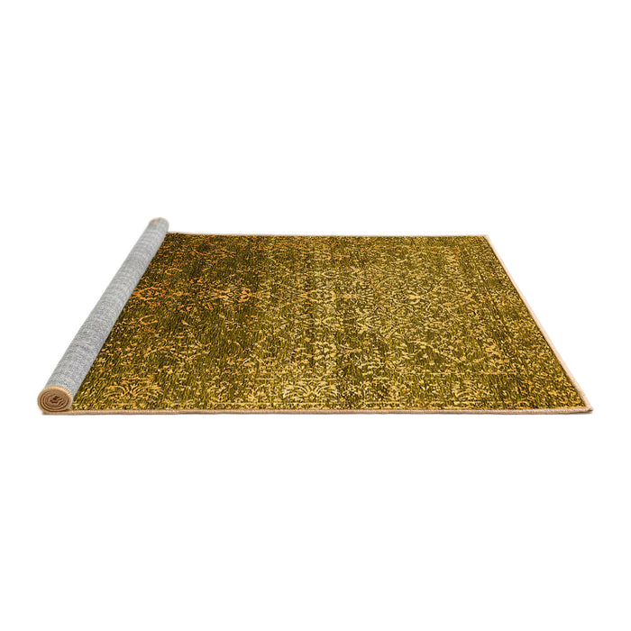 Sideview of Machine Washable Oriental Yellow Industrial Rug, wshurb2472yw