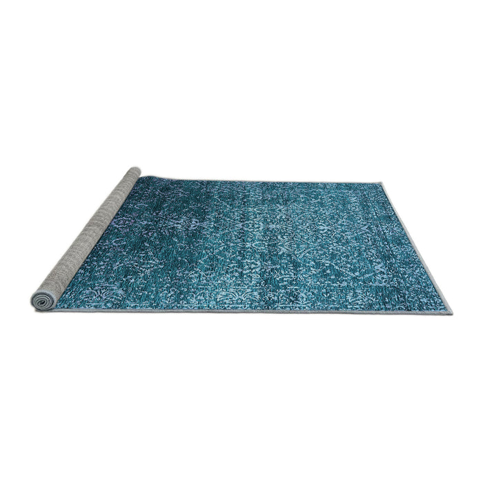 Sideview of Machine Washable Oriental Light Blue Industrial Rug, wshurb2472lblu