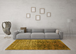 Machine Washable Oriental Yellow Industrial Rug in a Living Room, wshurb2472yw