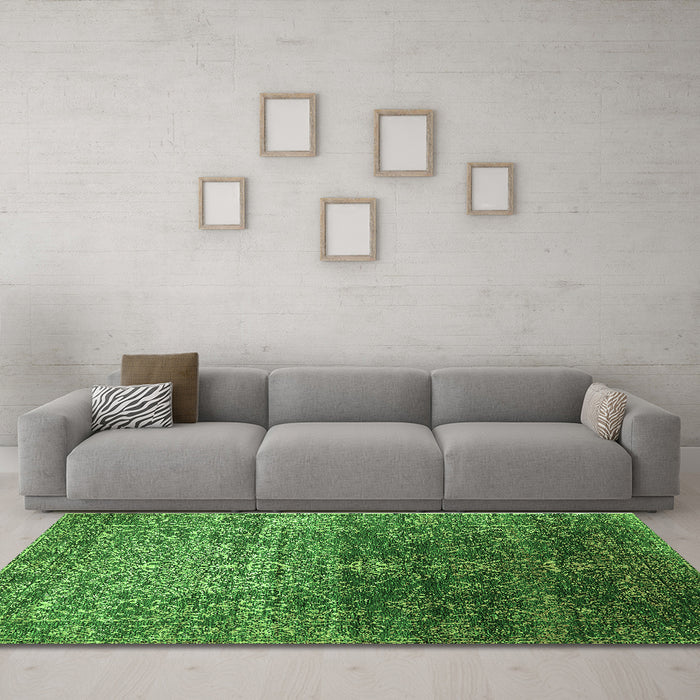 Machine Washable Oriental Green Industrial Area Rugs in a Living Room,, wshurb2472grn